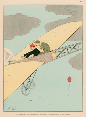 Important warning: never take on board a passenger subject to sea-sickness (colour litho)