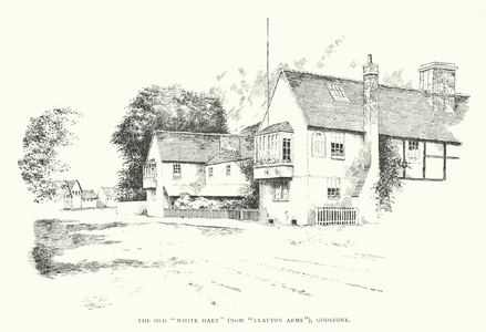 The Old "White Hart" (now "Clayton Arms"), Godstone (litho)