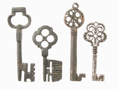 Medieval keys dating from the 13th-15th century (iron)