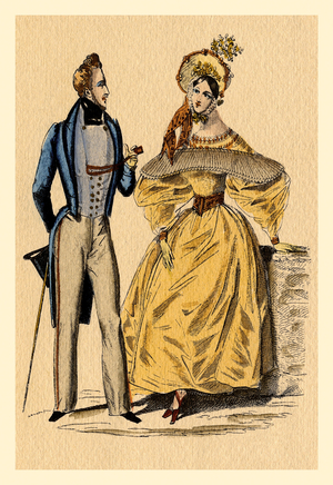 Fan Gown, Italian Fashion, 1833 (lithograph)