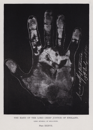 The hand of the Lord Chief Justice of England, Lord Russell of Killowen (b/w photo)