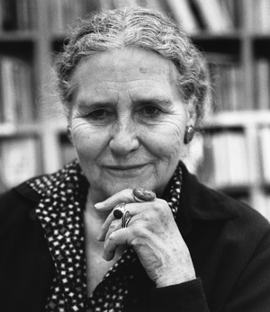 Doris May Lessing, Berkeley, USA, 1988 (b/w photo)