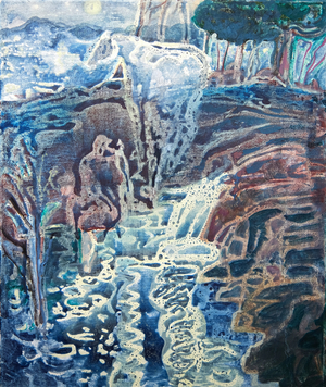 Dappling Moon, 2023 (oil, pigments, clay on canvas)