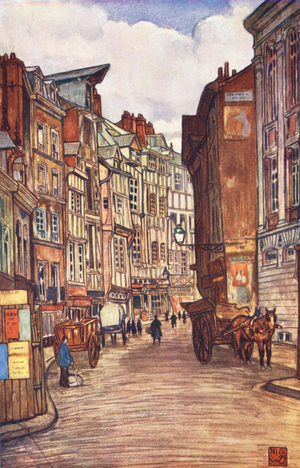 Old Houses, Rouen (colour litho)
