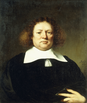 Portrait of a Gentleman, said to e Lord Hebdon, half-length, wearing a black costume and white collar, 1659 (oil on canvas)