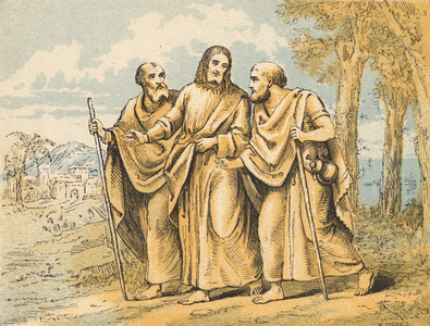 The Walk to Emmaus (coloured engraving)