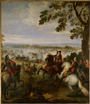 The army of Louis XIV crossing the Rhine (oil on canvas)