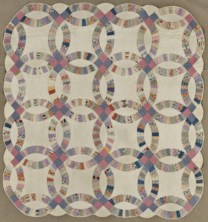 Double Wedding Ring Quilt, c.1930 (cotton)