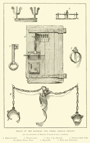 Relics of the Bastille and other French prisons (engraving)