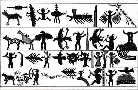 Picture writing of Ojibbeway tribe representing Wabeno initiation song