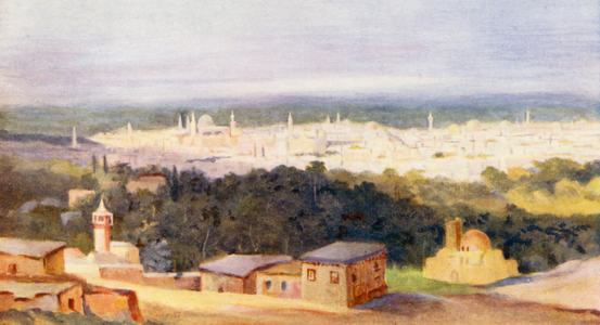 Damascus from Salehiyeh (colour litho)