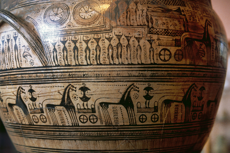 Greek Art, Geometric Period, Great Ceramic Krater, 750-735 BC, Detail, From Dipylon Cemetery, Greece.