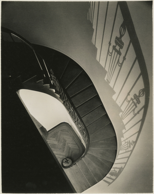 Lyman Irish Company office staircase, Linden Building on E. 42nd Street, USA, c.1920-38 (gelatin silver photo)