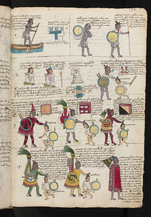 Priestly and military options and training. Codex Mendoza, 1541-1650 (pictorial manuscript)