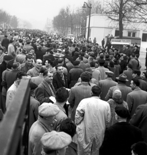 Rally in Paris in 1955 at the call of Pierre Poujade President of the Union de Defense des Commercant et Artisans de France UDCAF