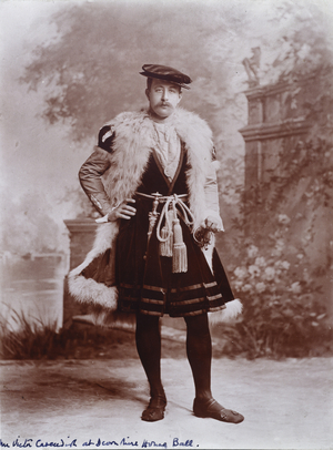Mr Victor Cavendish, later 9th Duke of Devonshire, as an Ambassador, after the Holbein portrait of Jean de Dinteville, The Duchess of Devonshire's Diamond Jubilee Ball at Devonshire House, 1897 (sepia print)