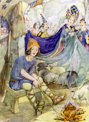 The Swineherd (colour litho)