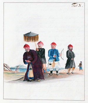 China: Images from the Swedish East India Company of 1746 - Mandarin and retainers.
