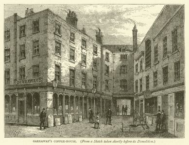 Garraway's Coffee-House, from a sketch taken shortly before its demolition (engraving)
