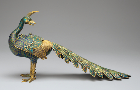 Cloisonné peacock-form censer