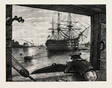 The Victory, UK, Maritime, Boat, Vessel, Sailor, 19th Century Engraving