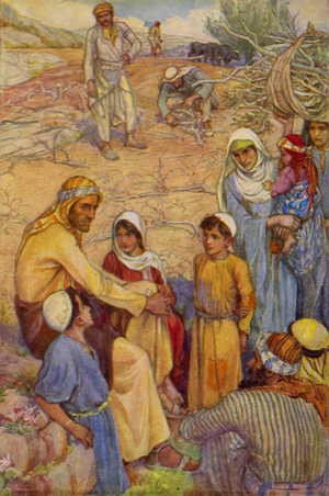 Jesus and the Children (colour litho)