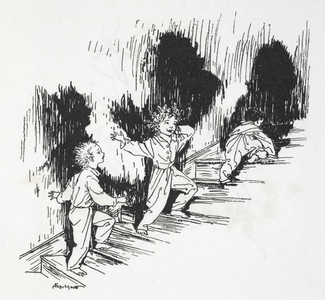 Children creeping up the stairs at night