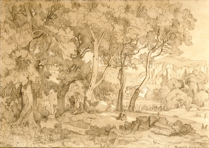 Figures in a Wooded Glade, 1844 (pencil drawing on paper)