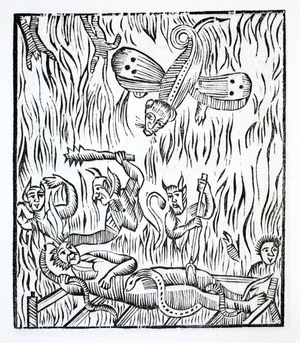 Small drawing of the unhappy state of a damned soul (litho)