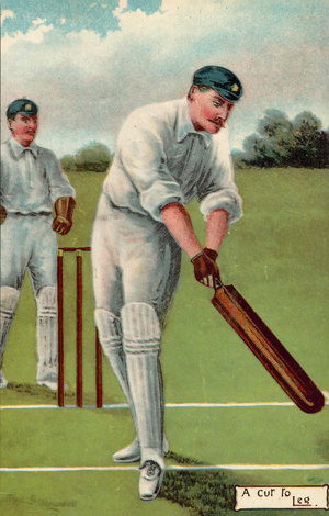Cricket: A Cut to Leg (colour litho)