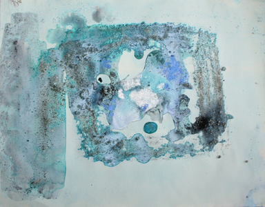 lauritzen, 2007, (sea ice from the Antarctica’s Ross Sea, sediment from Antarctica’s Dry Valleys and mixed media on paper)