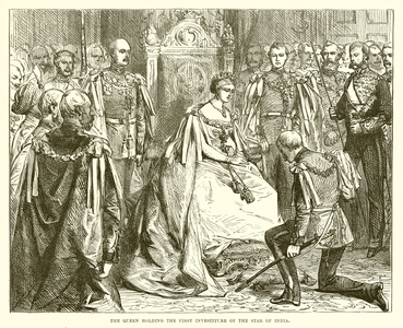 The Queen Holding the First Investiture of the Star of India (engraving)