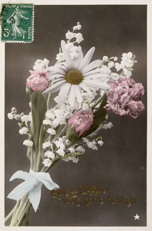 French postcard with images of flowers, 1900