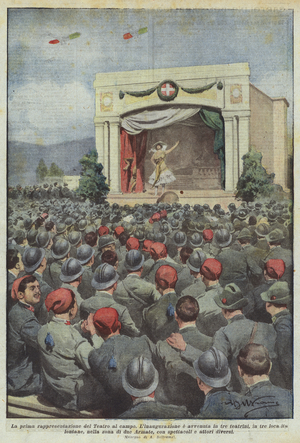 The first performance of the Teatro al Campo (colour litho)