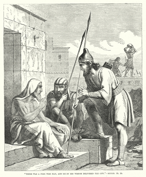 There was a poor wise man, and he by his wisdom delivered the city, Ecclesiastes IX, 15 (engraving)
