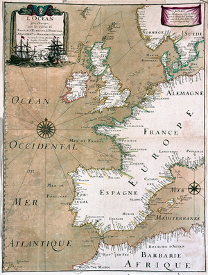 The Ocean with the coast of France, Spain, Portugal, England, Netherlands, Denmark - by A