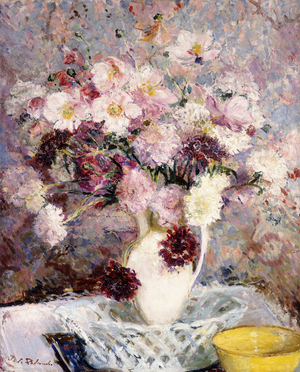 Bouquet of flowers,  (oil on board)