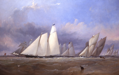 The America at Cowes, 1852 (oil on canvas)