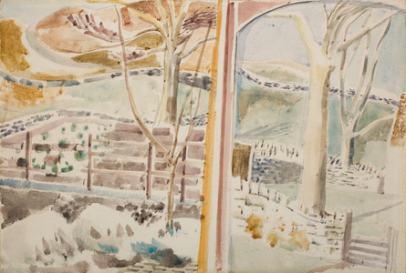 The Landscape Through the Window and Through the Looking Glass, 1945 (pencil and watercolour on paper)