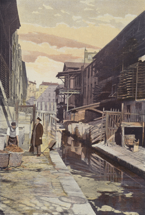Paris, Une tannerie sur la Bievre (colour photo)
