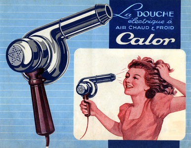 Calor hair dryer commercial, c.1940-1950 (illustration)