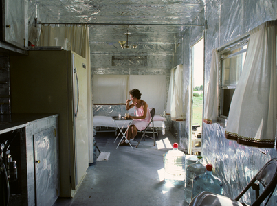 Woman with extreme allergy problems living in a trailer, 1983 (photo)