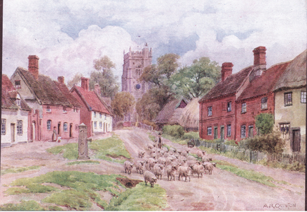 Monks Eleigh, Suffolk, from The Cottages and the Village Life of Rural England published by Dent & Sons Limited, 1912 (colour litho)