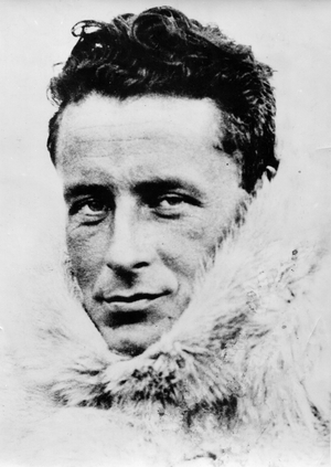 Paul-Emile Victor on the Why-Pas?. On his way to Greenland, he tries a sealskin outfit, Greenland, Summer 1934 (b/w photo)