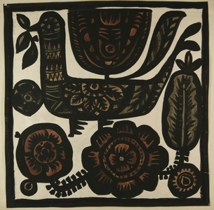 Bird textile design, c.1960 (tempera on paper)