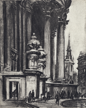 South Porch, St Paul's (litho)