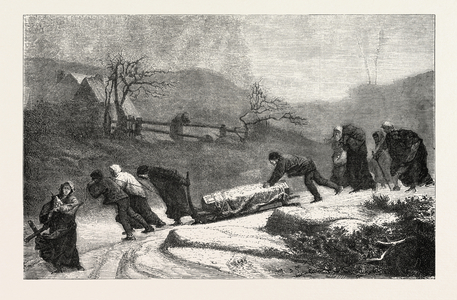 A Funeral in the Vosges, Painting by M. Brion. Engraving 1855