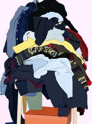 Woman's Clothes Piled High On Chair (digital art)