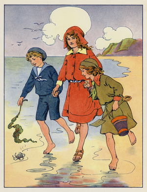 At the seaside (colour litho)