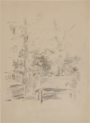 Tête-à-Tête in the Garden (Spink 90), 1894, printed in 1904. (transfer lithograph on laid paper)